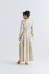 Textured Floral Embroidered A-Line Dress