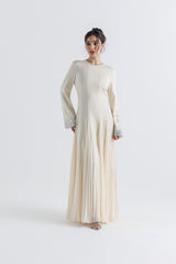 Embellished Pleated Flare Maxi Dress