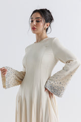 Embellished Pleated Flare Maxi Dress