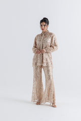 Sequin Wide-Leg Pants with Satin Lining