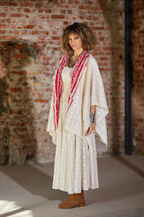 فستان ليالي رمضان بحمّالات مع شال