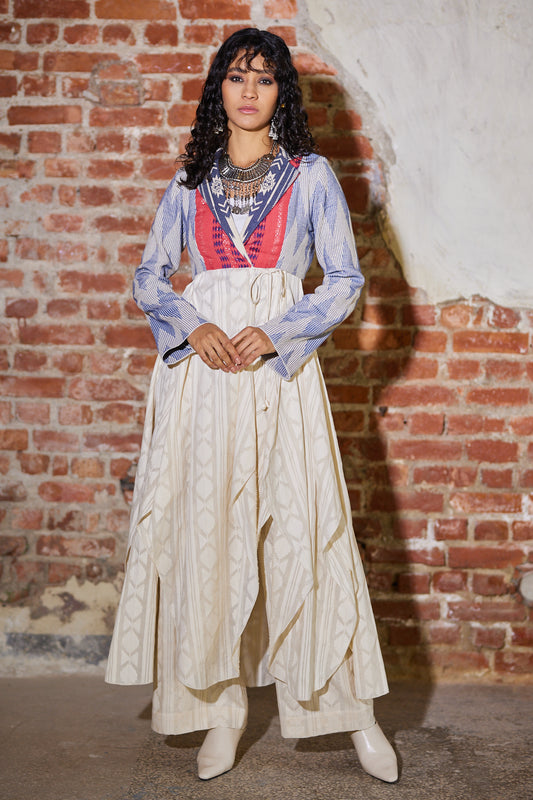 طقم ليالي رمضان بفستان غير متماثل مع بنطال