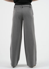 High-Waist Wide-Leg Pants with Contrast Waistband