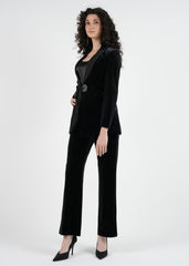 High-Waist Velvet Wide-Leg Pants