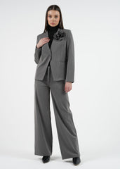 High-Waist Wide-Leg Pants with Contrast Waistband