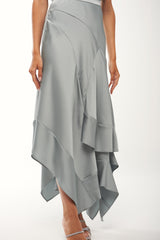 Asymmetrical Satin Ruffle Skirt
