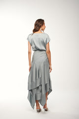 Asymmetrical Satin Ruffle Skirt