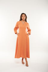 Embroidered Linen Maxi Dress