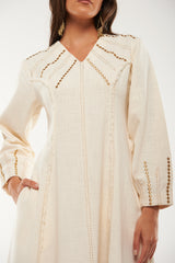 فستان ماكسي من الكتان المطرّز