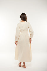 فستان ماكسي من الكتان المطرّز