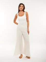Textured Wide-Leg Pants with Subtle Sheen