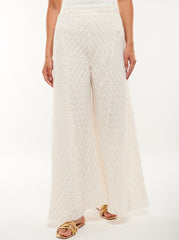 Textured Wide-Leg Pants with Subtle Sheen