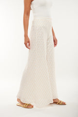 Textured Wide-Leg Pants with Subtle Sheen