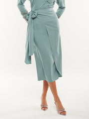 Elegant Wrap-Style Midi Skirt with Side Tie