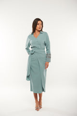 Elegant Wrap-Style Midi Skirt with Side Tie