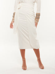 Elegant Wrap-Style Midi Skirt with Side Tie