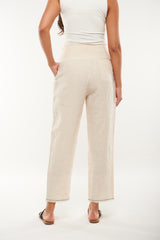 High-Waist Linen Blend Straight Pants