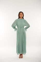 فستان ماكسي طويل مطوي مع تفاصيل كشكش