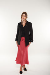 Satin Flared Midi Skirt