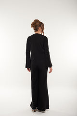 Embellished Wrap Blouse with Flared Sleeves