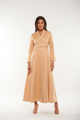 Wrap-Style Blazer Maxi Dress with Single Button Closure