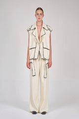 بنطال فضفاض سادة برباط على الخصر