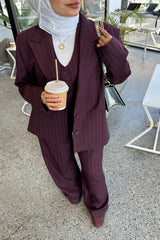 Stripped Two-Toned Wide Leg Trousers