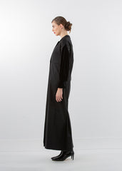 Long Tailored Coat Dress with Velvet Embellished Sleeves - Montania Shop