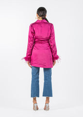 2306200-Long Sleeve Top with Feather Cuff Detail - Montania Shop