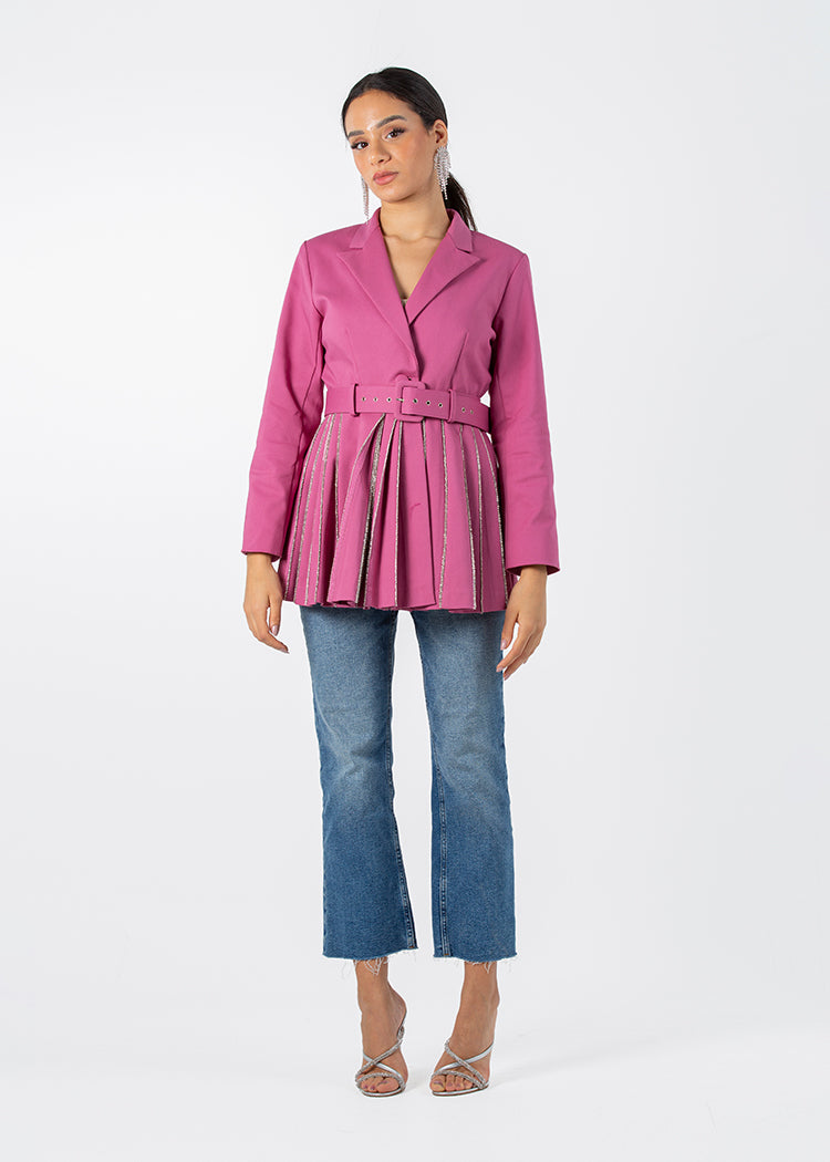 2303215-2303215-Pleated Peplum Jacket - Montania Shop