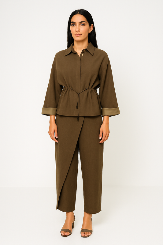 Wrap Detail Wide-Leg Pants