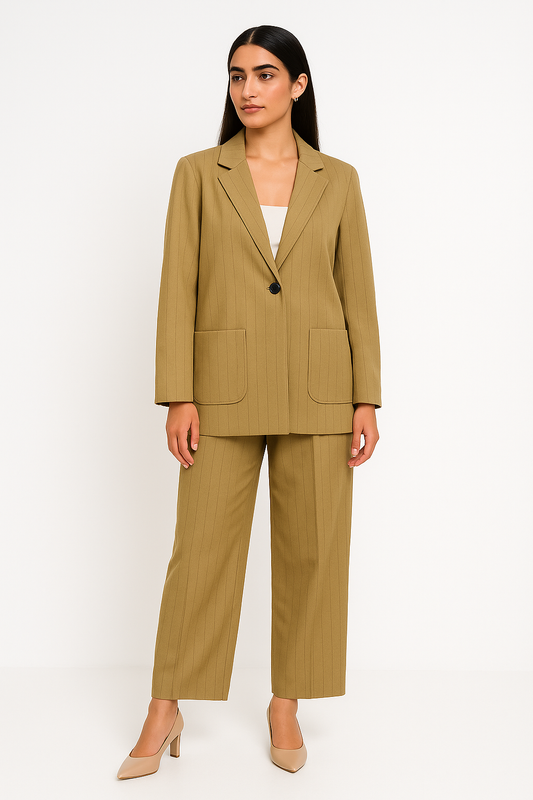 Pinstripe Wide-Leg Pants