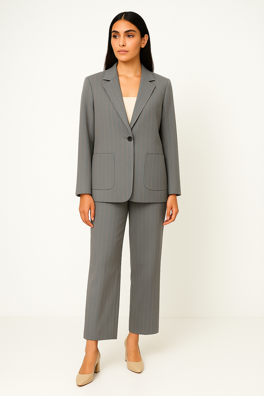 Pinstripe Wide-Leg Pants