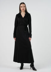 Floral Appliqué Wrap Maxi Dress