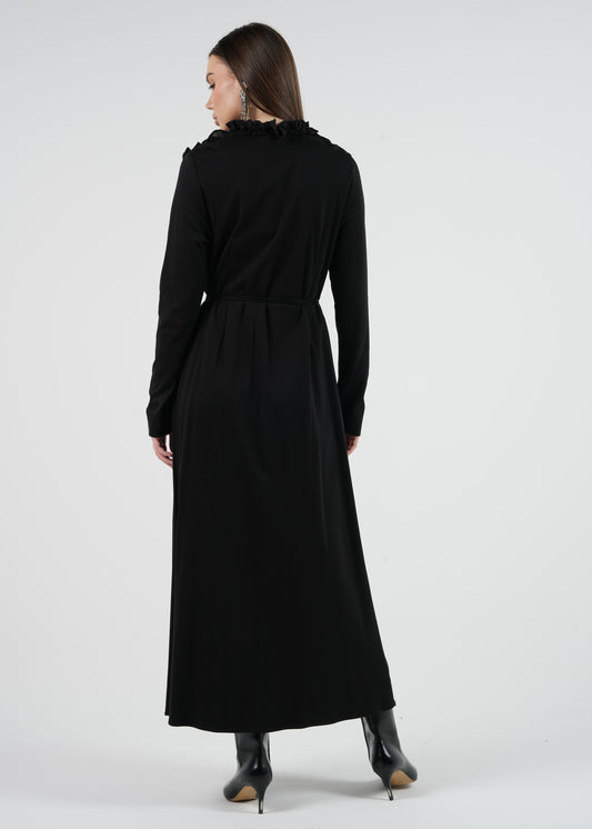 Floral Appliqué Wrap Maxi Dress