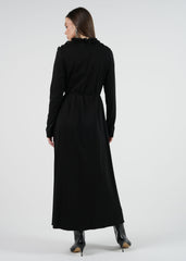 Floral Appliqué Wrap Maxi Dress