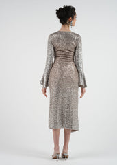 Glamorous Sequin Bell-Sleeve Wrap Dress