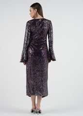 Glamorous Sequin Bell-Sleeve Wrap Dress