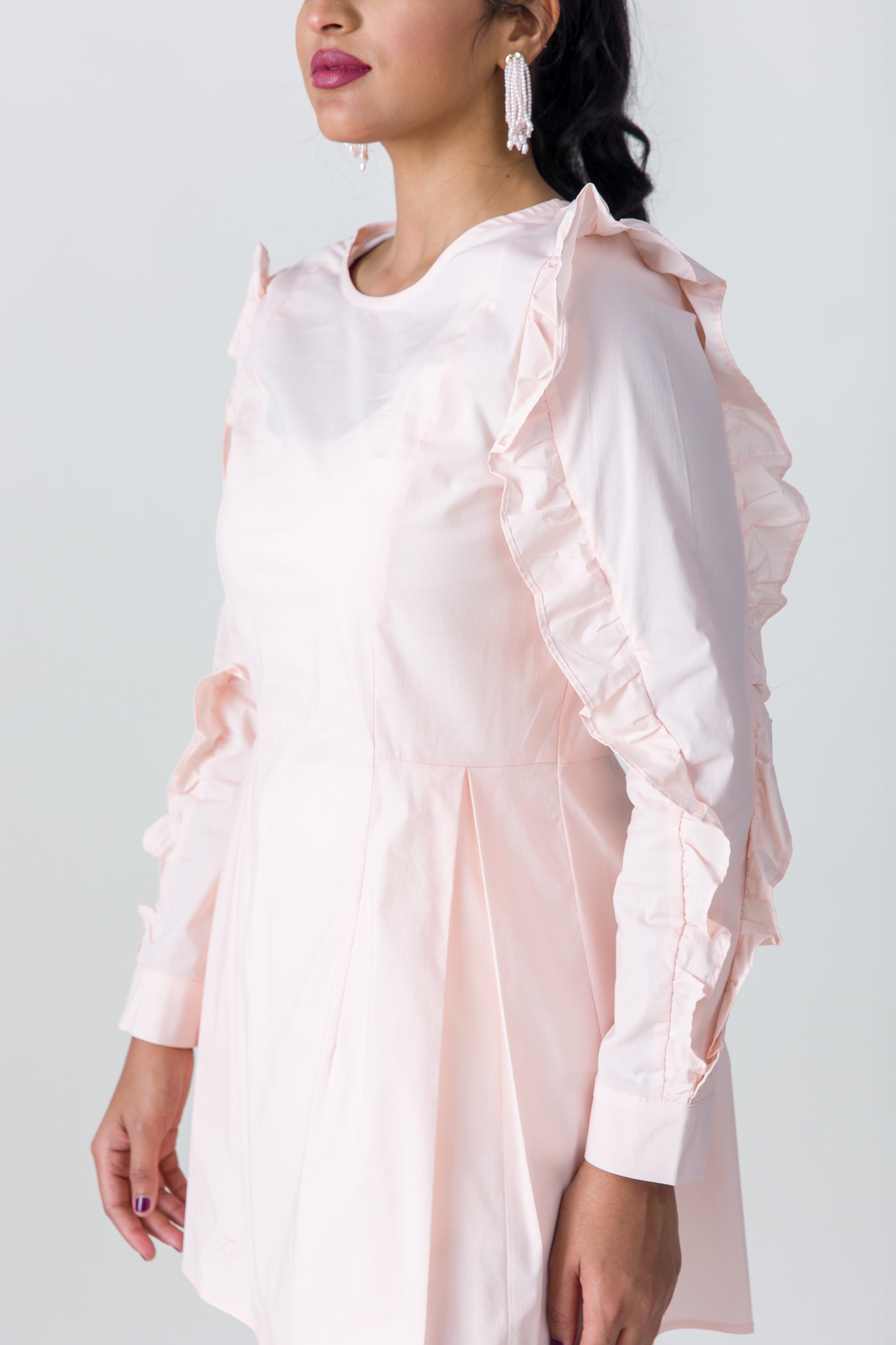 2205118- Ruffled Sleeve Blouse - Montania Shop