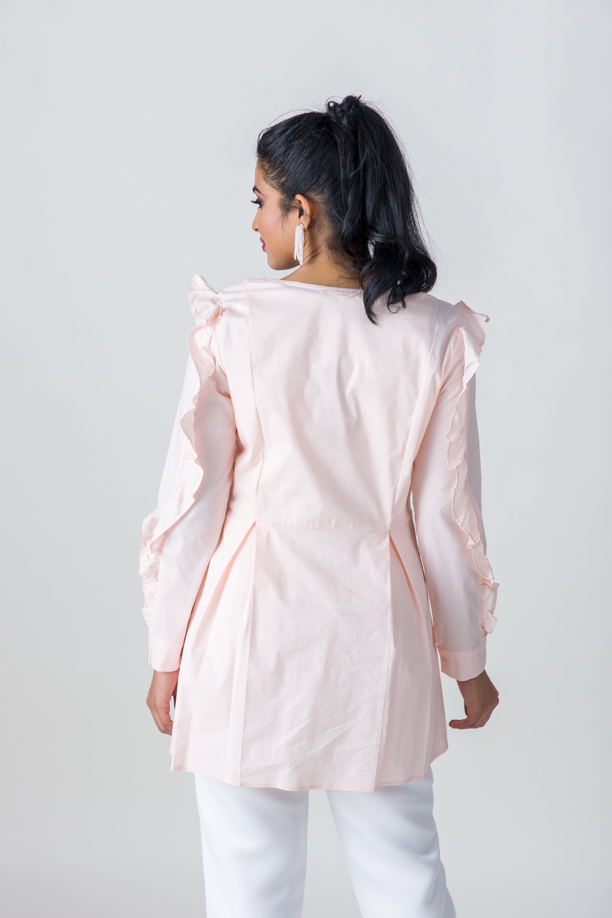 2205118- Ruffled Sleeve Blouse - Montania Shop