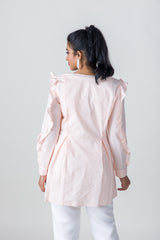 2205118- Ruffled Sleeve Blouse - Montania Shop