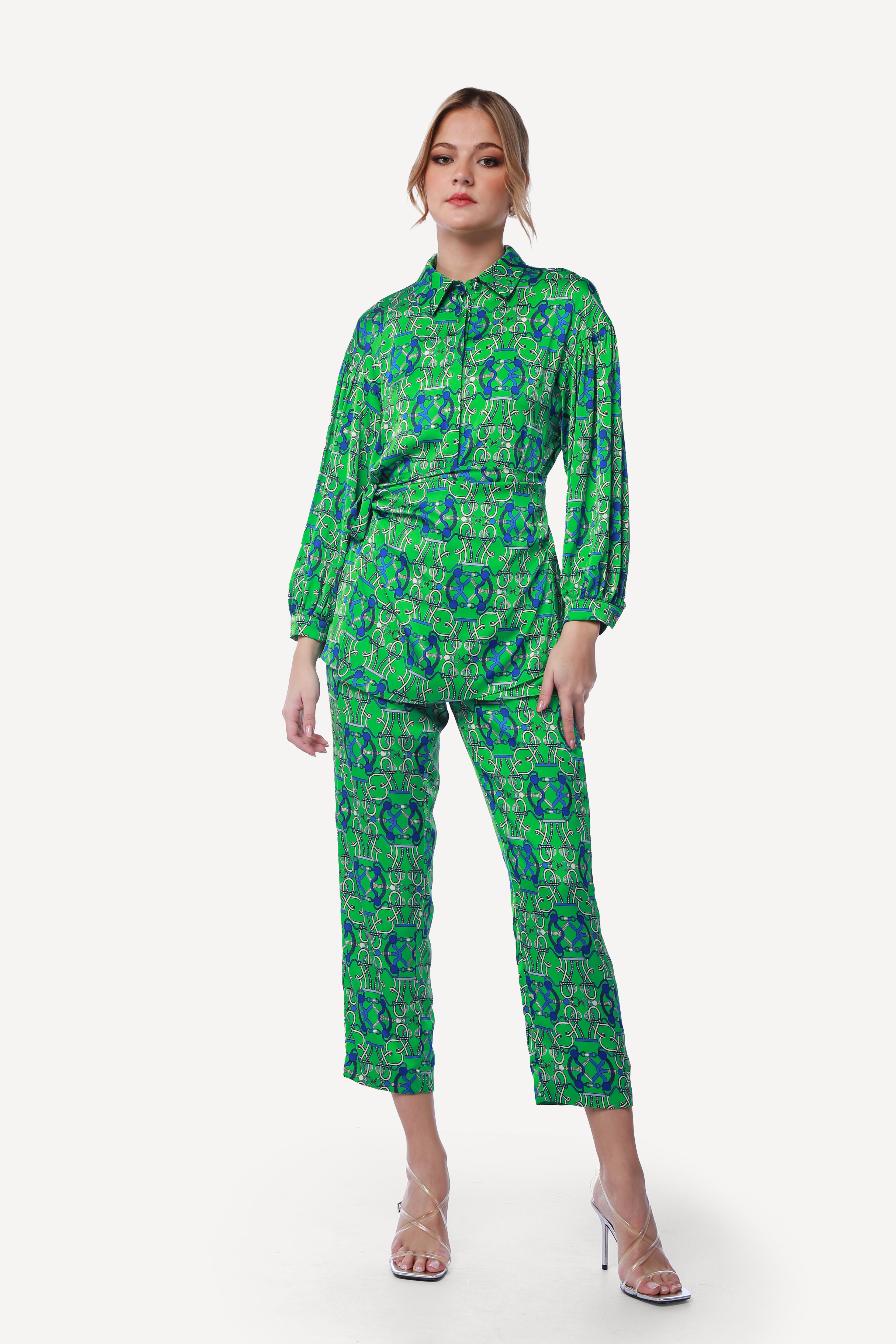 2304004- Linen Printed Pants - Montania Shop