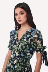 2306006- Floral Print Wrap Dress - Montania Shop