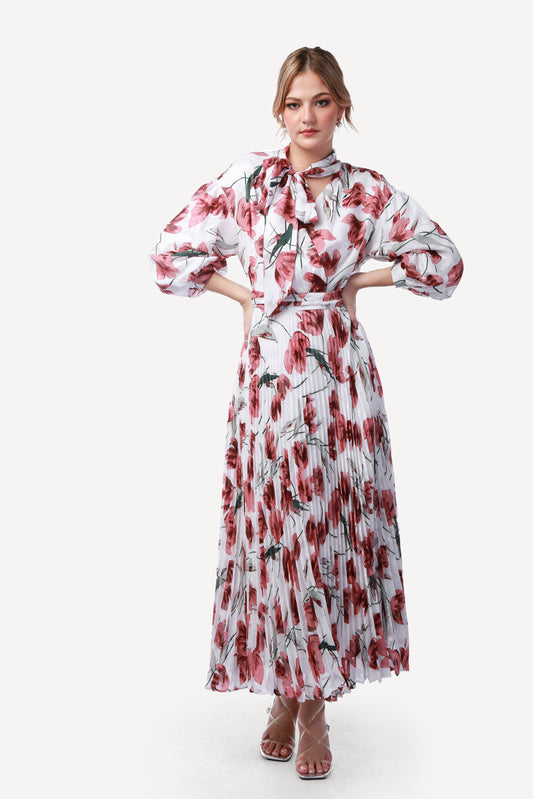 2343010- Bow Tie Maxi Dress - Montania Shop