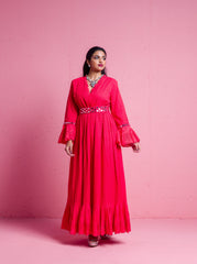 2306038- Embroidered Eyelet Maxi Dress - Montania Shop