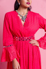 2306038- Embroidered Eyelet Maxi Dress - Montania Shop