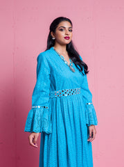 2306038- Embroidered Eyelet Maxi Dress - Montania Shop