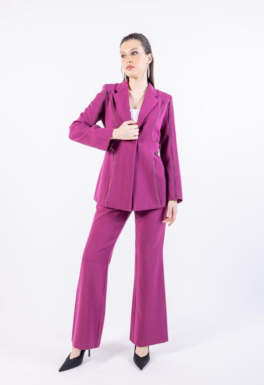 Silver Embellished Blazer\ رزيلب نيزم نوللاب يضفلا