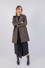 Stylish Animal Print Women's Jacket with Floral Embellishment