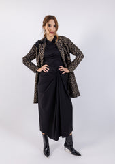 Stylish Animal Print Women's Jacket with Floral Embellishment